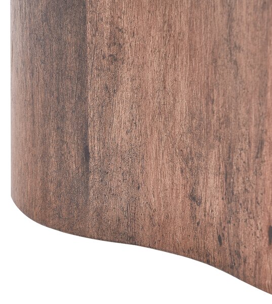 Konferenčný stolík hnedý MDF keramická vrchná doska s efektom travertínu podnož mid-century modern štýl obývačka