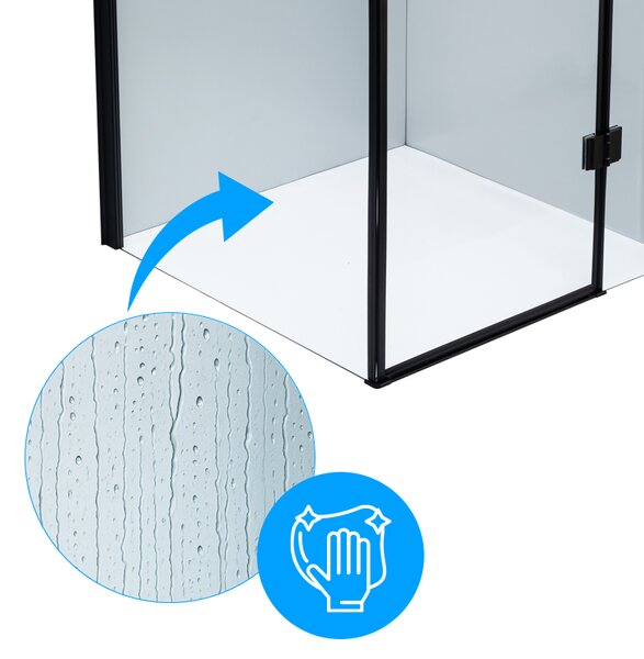 BPS-koupelny Štvorcový sprchový kút ZES KZ1390A BL 80x80 čierna/transparent - bez vaničky