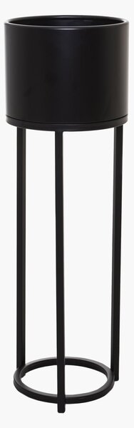 Kvetináč na vysokých nohách ELEVATE ROUND, oceľ, výška 79 cm, čierny mat, outlet