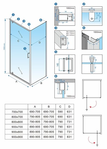BPS-koupelny Štvorcový sprchový kút KZ04C BL 90x90 čierna/transparentná + vanička RIKO BL čierna