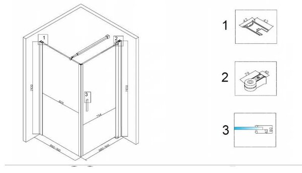 BPS-koupelny Štvorcový sprchový kút BS04B 90x90 čierna/transparent