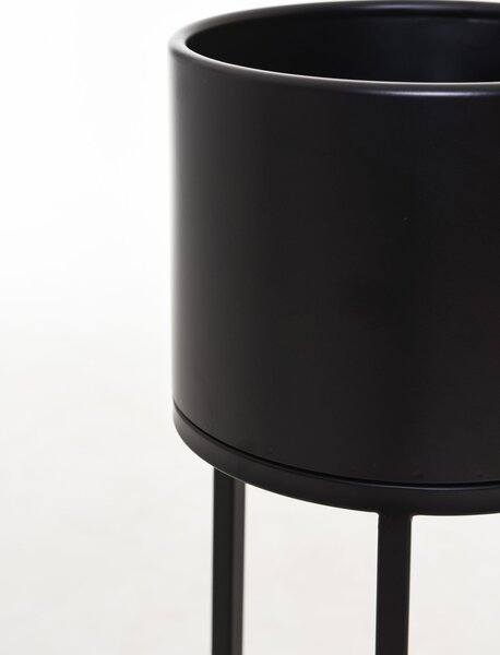 Kvetináč na vysokých nohách ELEVATE ROUND, oceľ, výška 79 cm, čierny mat, outlet