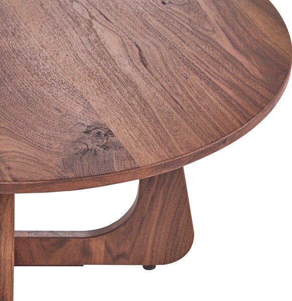 Konferenčný stolík hnedý MDF drevený efekt okrúhly tvar mid-century modern štýl obývačka