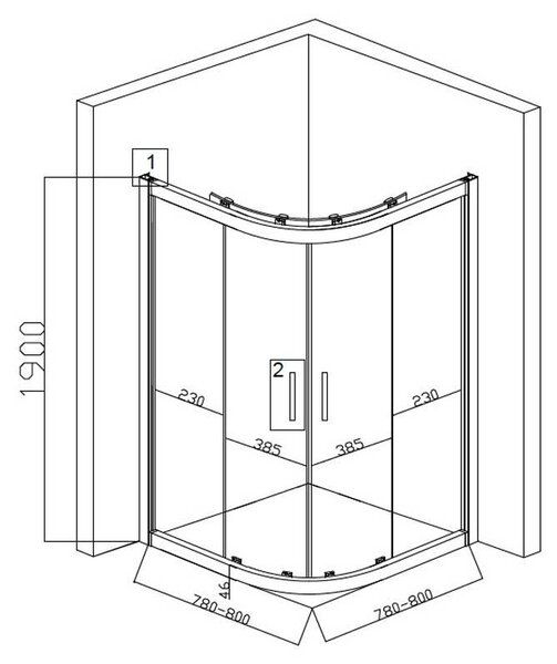 BPS-koupelny Štvrťkruhový sprchový kút BS01A 80x80 cm čierna/transparent + vanička SXL01A čierna