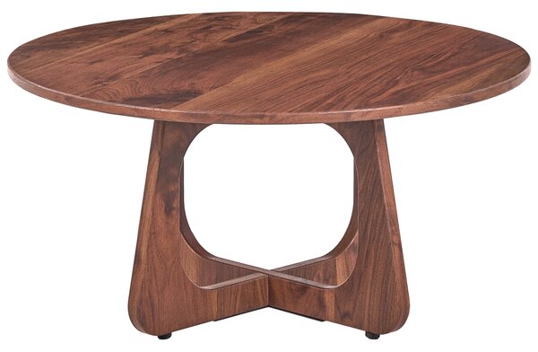Konferenčný stolík hnedý MDF drevený efekt okrúhly tvar mid-century modern štýl obývačka