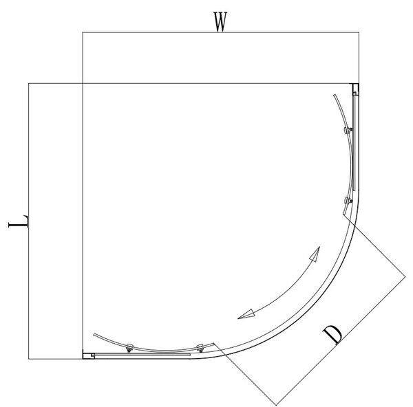 BPS-koupelny Štvrťkruhový sprchový kút BS01B 90x90 čierna/transparent - bez vaničky