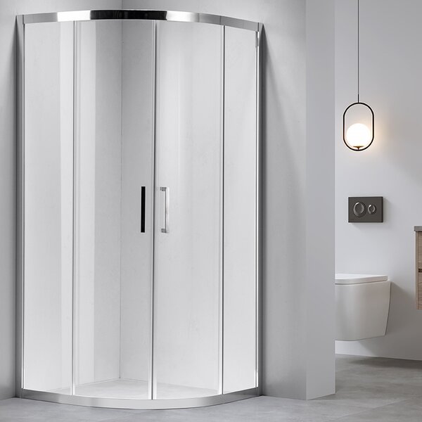 BPS-koupelny Štvrťkruhový sprchový kút KZ101B 90x90 cm chróm/transparent + vanička SXL01B BL čierna