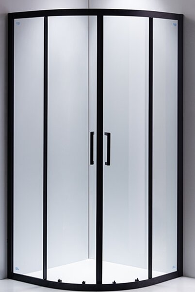 BPS-koupelny Štvrťkruhový sprchový kút BS01B 90x90 čierna/transparent - bez vaničky