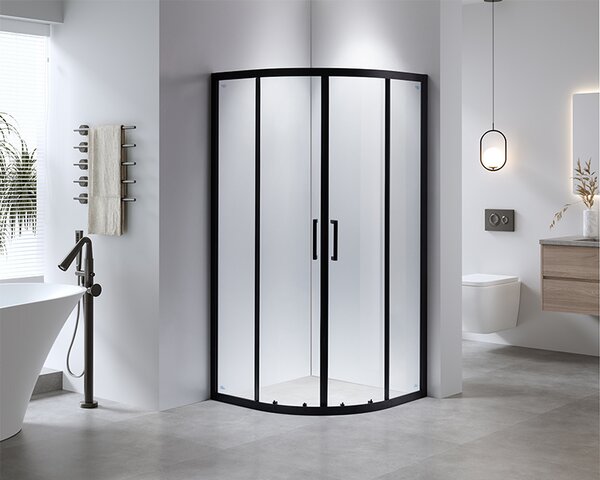 BPS-koupelny Štvrťkruhový sprchový kút BS01A 80x80 cm čierna/transparent + vanička SXL01A čierna