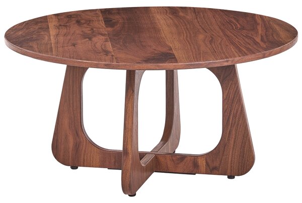 Konferenčný stolík hnedý MDF drevený efekt okrúhly tvar mid-century modern štýl obývačka