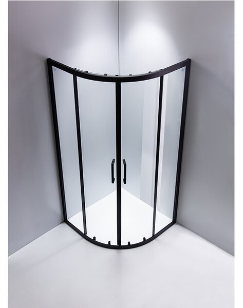 BPS-koupelny Štvrťkruhový sprchový kút BS01A 80x80 cm čierna/transparent + vanička SXL01A čierna
