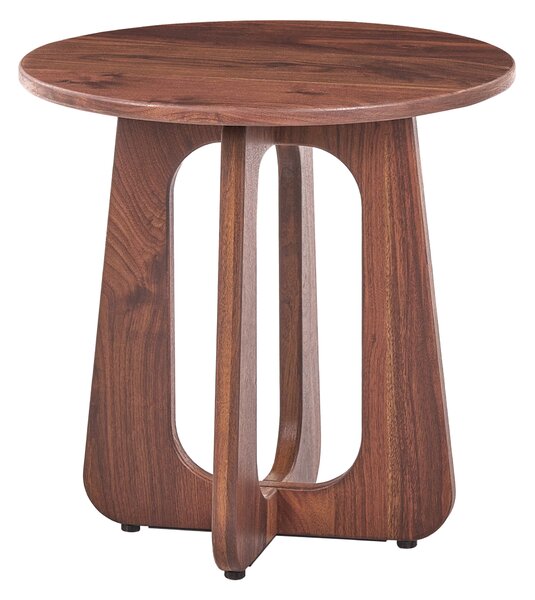 Odkladací stolík hnedý MDF drevený efekt okrúhly tvar mid-century modern štýl obývačka