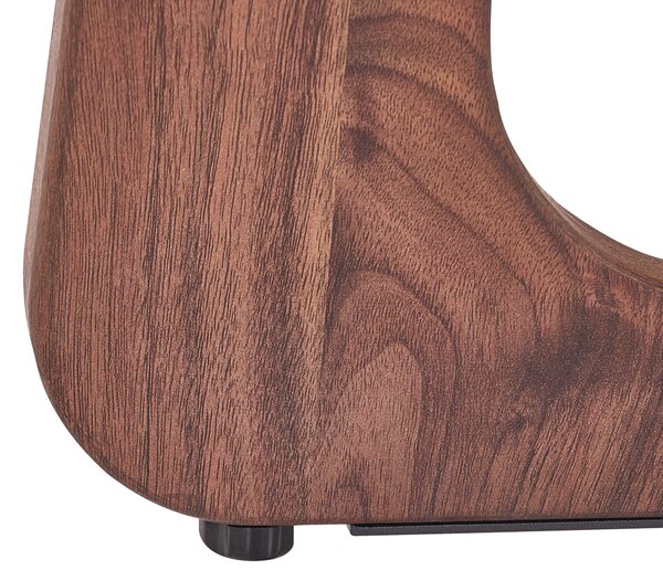 Odkladací stolík hnedý MDF drevený efekt okrúhly tvar mid-century modern štýl obývačka