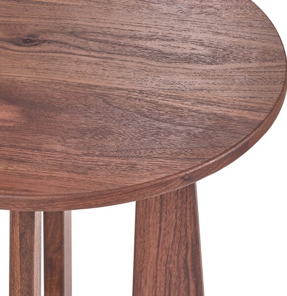 Odkladací stolík hnedý MDF drevený efekt okrúhly tvar mid-century modern štýl obývačka