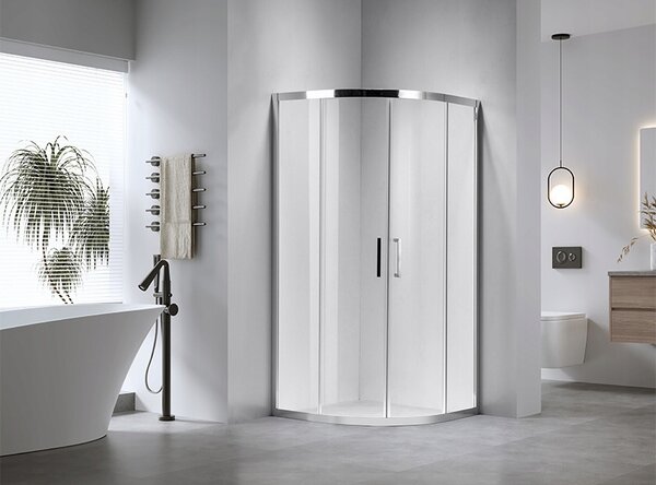 BPS-koupelny Štvrťkruhový sprchový kút KZ101B 90x90 chróm/transparent - bez vaničky