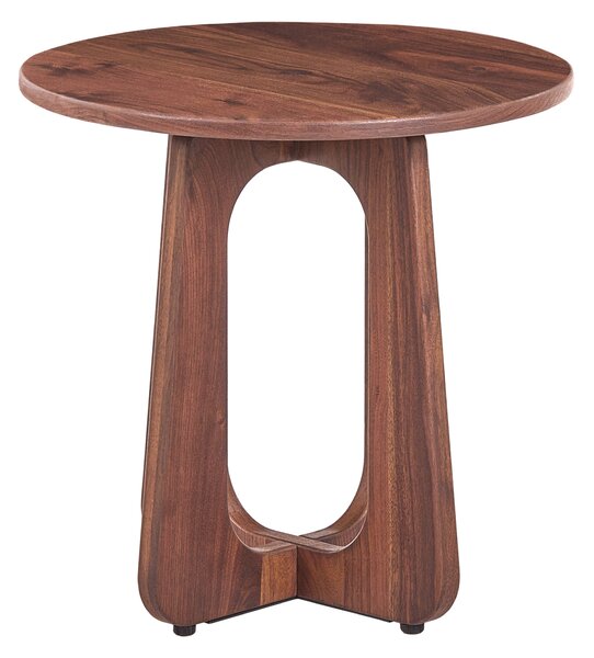 Odkladací stolík hnedý MDF drevený efekt okrúhly tvar mid-century modern štýl obývačka