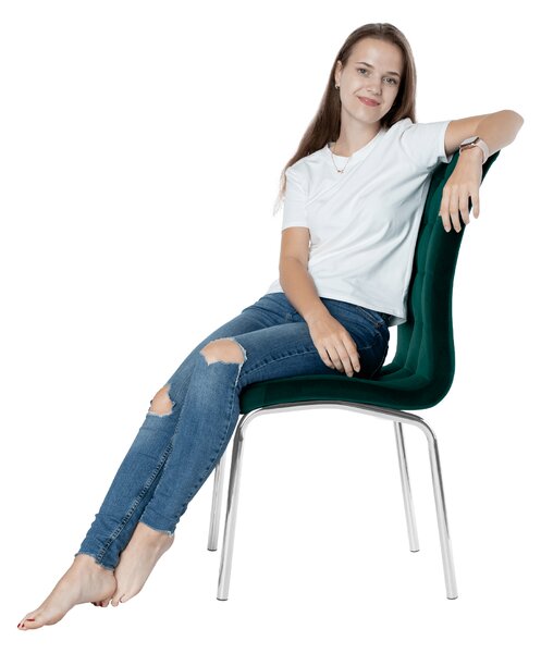KONDELA Jedálenská stolička, smaragdová Velvet látka/chróm, GERDA NEW