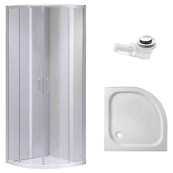 BPS-koupelny Štvrťkruhový sprchový kút KZ94B 90x90 cm biela/transparent + vanička SXL01B biela