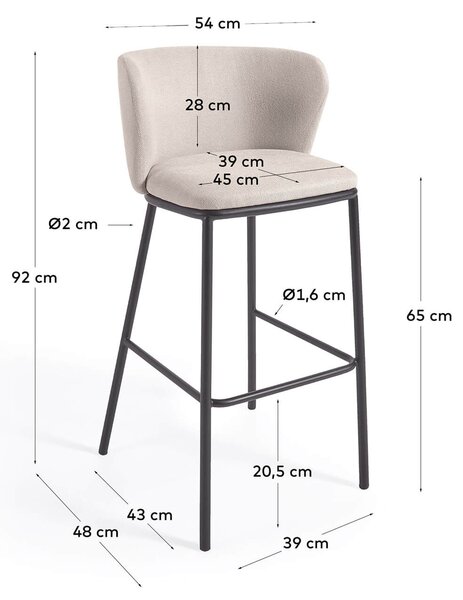 MUZZA Barová stolička arun 65 cm béžová