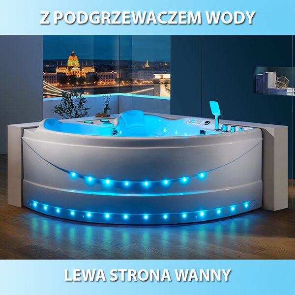 BPS-koupelny Hydromasážna vírivá vaňa Roma 764 150x150 s ohrevom vody, ľavá