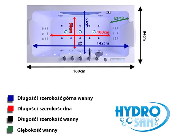 BPS-koupelny Hydromasážna vírivá vaňa Iris 933B 160x84 s ohrevom vody, biela