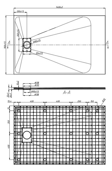 BPS-koupelny Obdĺžniková akrylátová sprchová vanička protišmykový povrch JUKO WH 140x90 biela