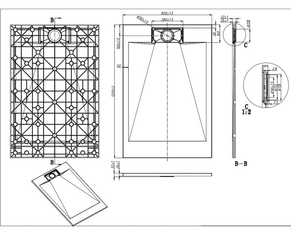 BPS-koupelny Obdĺžniková akrylátová sprchová vanička MIKO WH 120x80 biela