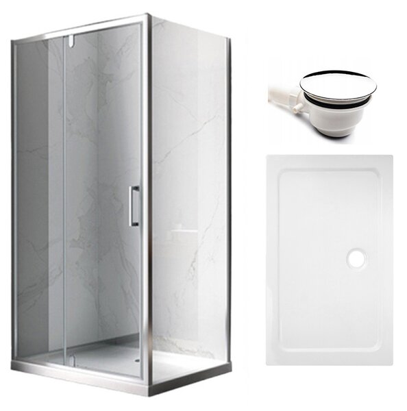 BPS-koupelny Obdĺžnikový sprchovací kút KZ103C 120x80 chróm/transparent + vanička ST03C WH biela