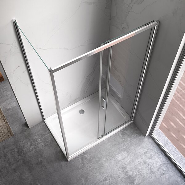 BPS-koupelny Obdĺžnikový sprchovací kút KZ103A 100x80 chróm/transparent + vanička SXL03C WH biela