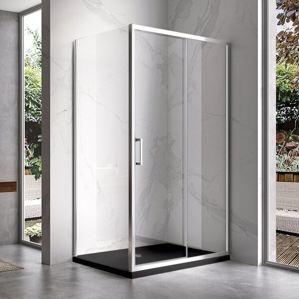 BPS-koupelny Obdĺžnikový sprchovací kút KZ103A 100x80 chróm/transparent + vanička SXL03C BL čierna