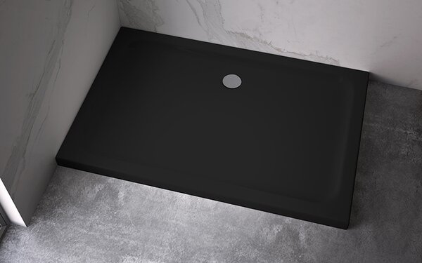 BPS-koupelny Obdĺžnikový sprchový kút KZ12A 90x80 chróm/transparent + vanička ST03E BL čierna