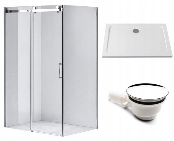 BPS-koupelny Obdĺžnikový sprchovací kút KZ202C 120x90 chróm/transparent + vanička ST04C WH biela
