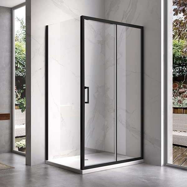 BPS-koupelny Obdĺžnikový sprchovací kút KZ103 BL 90x80 čierny/transparent + vanička SXL03B BL čierna