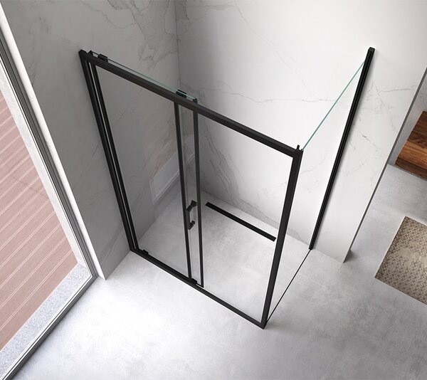 BPS-koupelny Obdĺžnikový sprchový kút KZ103 BL 90x80 čierny/transparent + vanička ST03E BL čierna