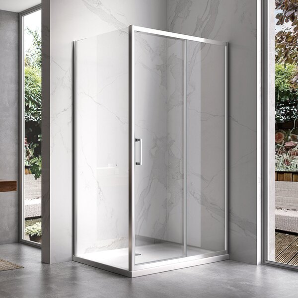 BPS-koupelny Obdĺžnikový sprchovací kút KZ103A 100x80 chróm/transparent + vanička SXL03C WH biela