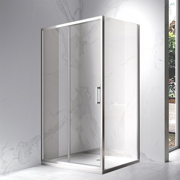BPS-koupelny Obdĺžnikový sprchovací kút KZ103A 100x80 chróm/transparent + vanička SXL03C WH biela