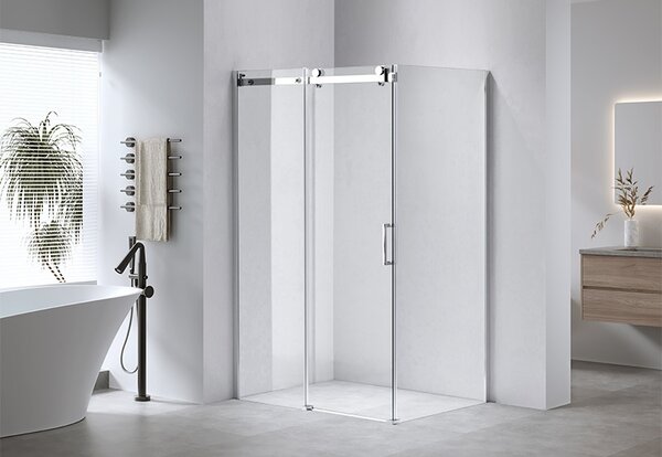 BPS-koupelny Obdĺžnikový sprchový kút KZ202C 120x90 chróm/transparent + vanička ST04C BL čierna