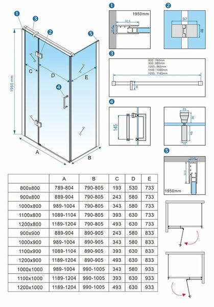 BPS-koupelny Obdĺžnikový sprchovací kút KZ03D BL 120x100 čierna/transparent + vanička ST06C BL čierna