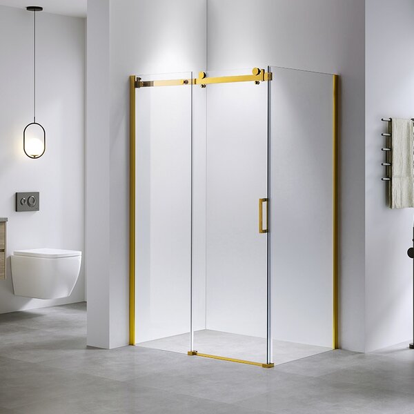 BPS-koupelny Obdĺžnikový sprchový kút KZ203B GL 110x80 zlatý/transparent - bez vaničky