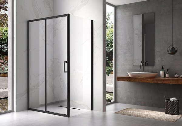 BPS-koupelny Obdĺžnikový sprchovací kút KZ103 BL 90x80 čierna/transparent + vanička SXL03B WH biela