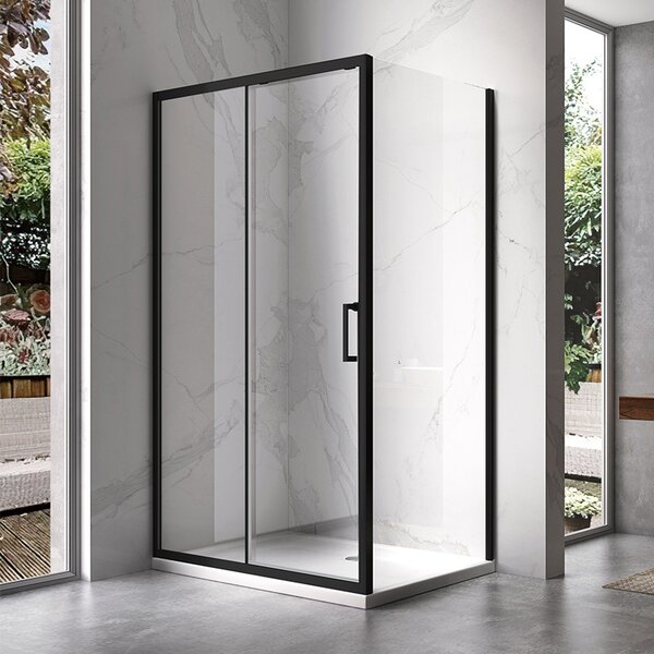 BPS-koupelny Obdĺžnikový sprchovací kút KZ103 BL 90x80 čierna/transparent + vanička SXL03B WH biela