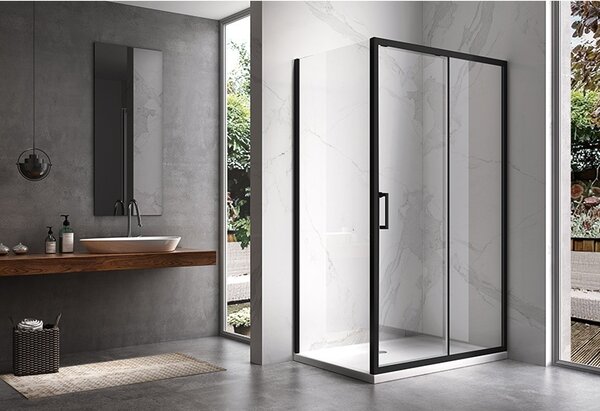 BPS-koupelny Obdĺžnikový sprchovací kút KZ103 BL 90x80 čierna/transparent + vanička SXL03B WH biela