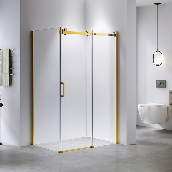 BPS-koupelny Obdĺžnikový sprchovací kút KZ203A GL 100x80 zlatá/transparent - bez vaničky