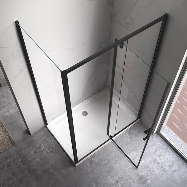 BPS-koupelny Obdĺžnikový sprchovací kút KZ06C BL 110x80 čierna/transparent - bez vaničky