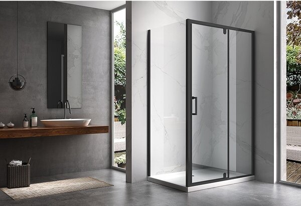 BPS-koupelny Obdĺžnikový sprchovací kút KZ06C BL 110x80 čierna/transparent - bez vaničky