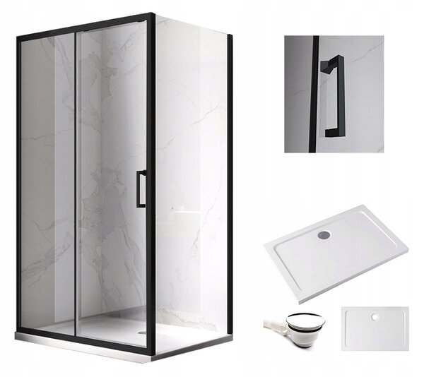 BPS-koupelny Obdĺžnikový sprchový kút KZ104C BL 120x90 čierna/transparent + vanička ST04C WH biela