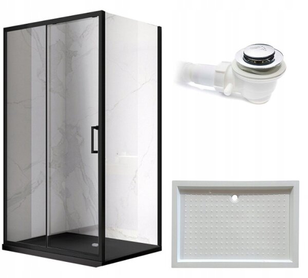 BPS-koupelny Obdĺžnikový sprchový kút KZ103B BL 110x80 čierny/transparent + vanička SXL03D WH biela