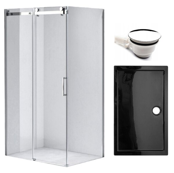 BPS-koupelny Obdĺžnikový sprchový kút KZ202C 120x90 chróm/transparent + vanička ST04C BL čierna