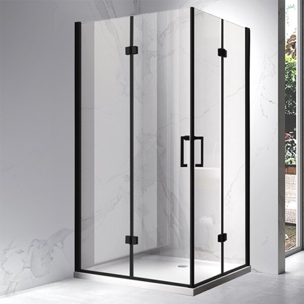 BPS-koupelny Obdĺžnikový sprchový kút KZ12B BL 100x80 čierna/transparent + vanička ST03A WH biela