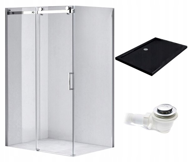 BPS-koupelny Obdĺžnikový sprchový kút KZ203C 120x80 chróm/transparent + vanička ST03C BL čierna